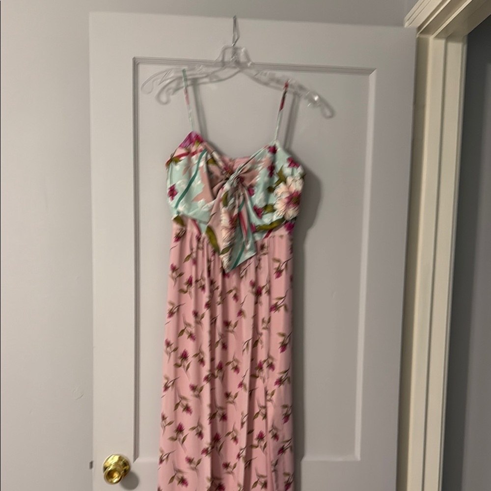 Badgley Mischka Floral Maxi Dress - Pink and Green